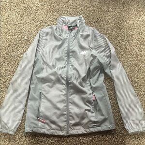 New Balance Light Gray and Pink Striped Jacket